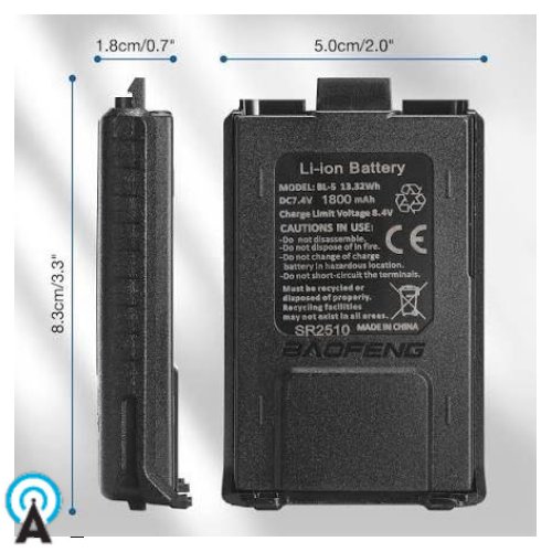 Battery for Baofeng UV-5R handheld two-way radio